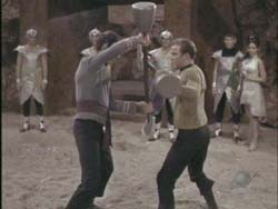 Kirk and Spock start to fight